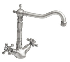 ANTEA stojánková umyvadlová baterie s retro hubicí s výpustí, nikl (3378)