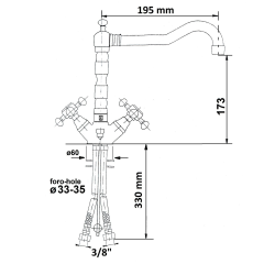 ANTEA stojánková umyvadlová baterie s retro hubicí s výpustí, nikl (3378) (2)