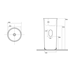 THE NEW YORKER keramické umyvadlo volně stojící ke stěně, 40x89x40cm, bílá (564501)(2)