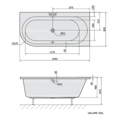 ASTRA R asymetrická vana  165x80x48cm pravá, bílá ( 34611 ) (2)
