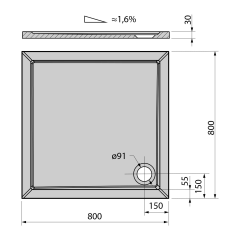 AURA sprchová vanička z litého mramoru, čtverec 80x80cm, bílá ( 42511 ) (2)