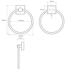X-SQUARE držák ručníků kruh, chrom ( 132104062 ) (2)