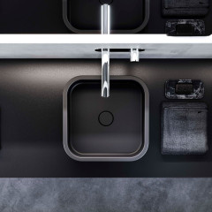 HAKO keramické umyvadlo na desku 40x40 cm, černá mat (554431) (3)