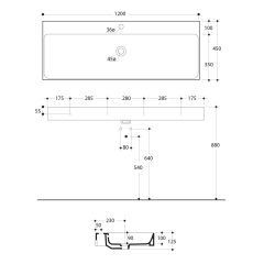 CENTO keramické umyvadlo 120x45cm, bílá ( 353401 ) (2)