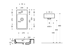 CENTO keramické umývátko 45x25cm, pravé/levé, bílá ( 353701 ) (2)