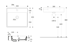 CENTO keramické umyvadlo 50x45cm, bílá ( 353001 ) (2)
