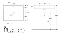 CENTO keramické umyvadlo 60x45cm, bílá ( 353101 ) (2)