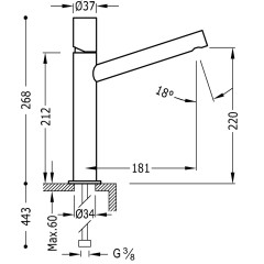 TRES MAX umyvadlová baterie s ovládací kostkou vysoká bez odtokové soupravy, chrom (06120601) (2)