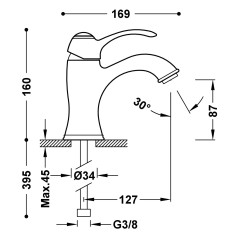 TRES CLASIC umyvadlová baterie bez odtokové soupravy, chrom (24210301) (2)
