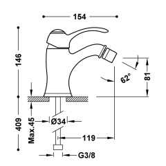 TRES CLASIC bidetová baterie bez odtokové soupravy, chrom (24212001) (2)