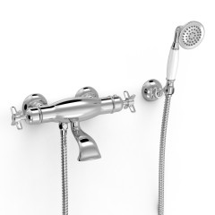 TRES CLASIC termostatická vanová baterie 150mm, s hadicí, sprchovou hlavicí a držákem, chrom (24217409)