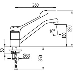 TRES MEDICALE dřezová stojánková páková baterie lékařská, chrom (17233311) (2)