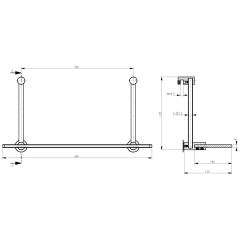 Závěsná skleněná polička na sprchovou zástěnu 400x180x125mm, černá mat (1301-15B) (3)