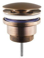 Umyvadlová výpust 5/4“, click-clack, velká zátka, 10-55mm, měď mat (CV1002PG)