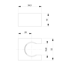 Držák sprchy hranatý, pevný, chrom ( 1205-14 ) (2)