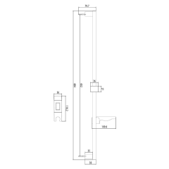 Sprchová tyč s mýdlenkou, posuvný držák, hranatá, 684mm, ABS/chrom ( 1206-07 ) (2)