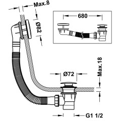 Tres vanová odtoková souprava , CLICK-CLACK, zátka 72mm, bílá matná (03453420BM) (4)