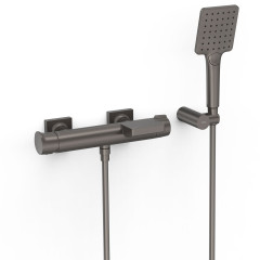 TRES PROJECT vanová páková baterie s držákem sprchy, sprchovou hlavicí a hadicí, Grafit (22117001GR)
