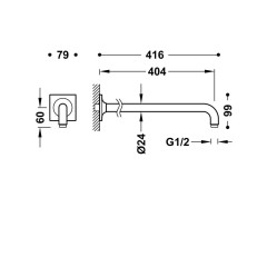 TRES nástěnné rameno 400 mm pro hlavovou sprchu, ocel (vzhled nerezu) (13463321AC)