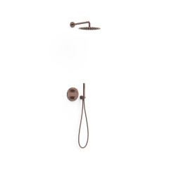 TRES THERM-BOX sprchový set podomítkové termostatické 2-cestné baterie, s horní talířovou sprchou, s držákem sprchy, hadicí a sprchovou hlavicí, Volcanic (28335002VO)