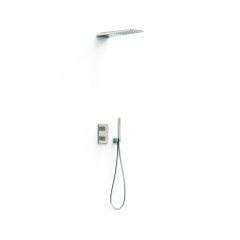 TRES THERM-BOX sprchový set podomítkové termostatické 2-cestné baterie, s nástěnnou sprchou, s držákem sprchy, hadicí a sprchovou hlavicí, ocel (vzhled nerezu) (20235055AC)