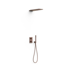 TRES THERM-BOX sprchový set podomítkové termostatické 2-cestné baterie, s nástěnnou sprchou, s držákem sprchy, hadicí a sprchovou hlavicí, Volcanic (21135005VO)