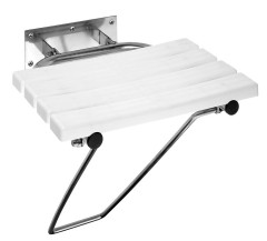 HANDICAP sklopné sedátko do sprchového koutu s opěrnou nohou, 44x45cm, bílá ( 301102181 ) (1)