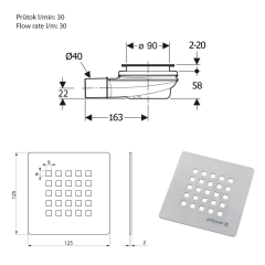 TRENECA vaničkový sifon, průměr otvoru 90mm, DN40, krytka zlato mat (84999.91)(2)