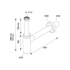 INOXMATER umyvadlový sifon 5/4", odpad 32 mm, nerez/zlato mat (0581GD32K3)(2)
