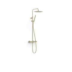TRES TERMOSTATICKÝ teleskopický sprchový set, sprchová baterie termostatická 150mm s hlavovou a ruční sprchou, Golden Cava (19039302CA)