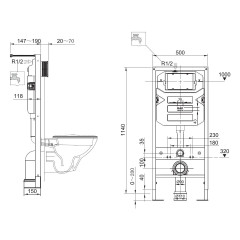 KLUDI UNIFIX BASIC předstěnová instalace s rámem pro závěsné WC, výška 114 cm (79101) (2)