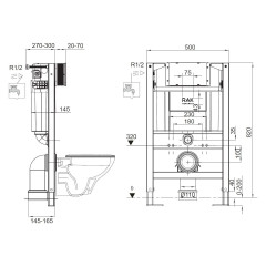 KLUDI UNIFIX BASIC předstěnová instalace s rámem pro závěsné WC, výška 82 cm (79100) (2)