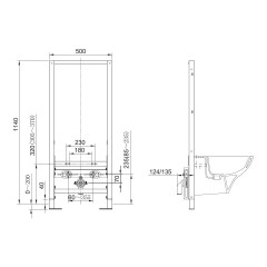 KLUDI UNIFIX BASIC předstěnová instalace s rámem pro závěsný bidet, výška 114 cm (79200) (2)
