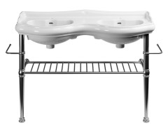 RETRO konstrukce pro dvojumyvadlo 120cm s poličkou, chrom (730190) (3)