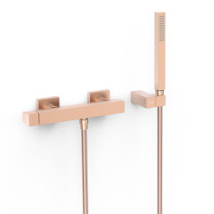 TRES SLIM Exclusive páková sprchová baterie 150mm, s hadicí, sprchovou hlavicí a držákem, růžové zlato mat (20216701OPM)
