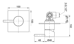MINIMAL podomítková sprchová baterie, 1 výstup, nerez mat (MI041)(2)