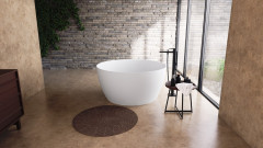AVELOR volně stojící vana litý mramor ø115x55cm, bílá mat (93878) (4)
