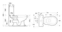 RETRO WC kombi mísa 38,5x72cm, zadní odpad, bílá ( 101301 ) (2)