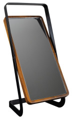AKASYA kosmetické zrcátko na postavení, 105x227mm, černá/akácie (03118110)