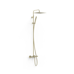 TRES TERMOSTATICKÝ teleskopický sprchový/vanový set, vanová baterie termostatická 150mm s hlavovou a ruční sprchou, Golden Cava (19031205CA)