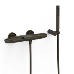 TRES termostatická vanová baterie nástěnná 150mm, s příslušenstvím, černý bronz (19017479KMB)