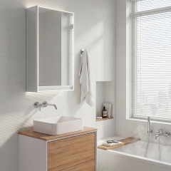 Bílá LED podsvícená zrcadlová skříňka 400 pravá (GAB 10000P-VX-05)(2)