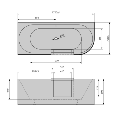 PORTAS L asymetrická vana s dvířky, 170x75x60cm, bílá (75531)(2)