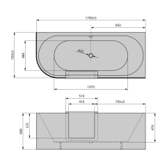 PORTAS R asymetrická vana s dvířky, 170x75x60cm, bílá (75541)(2)