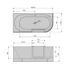 PORTAS L asymetrická vana s dvířky, 160x75x60cm, bílá (75581)(2)