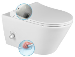AVVA CLEANWASH závěsná WC mísa, integrovaná baterie a bidet. sprška, Rimless, 35,5x53cm, bílá (100315)