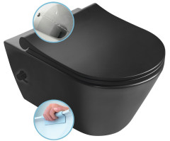AVVA CLEANWASH závěsná WC mísa, integrovaná baterie a bidet. sprška, Rimless, 35,5x53cm, černá mat (100315-110)