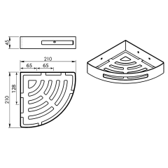 SMART rohová polička do sprchy, 210x45x210mm, bílá matná (247902)(2)