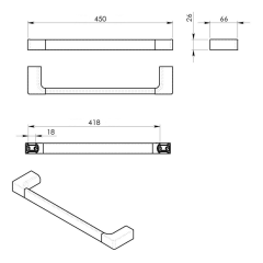 PIRENEI držák ručníků 450mm, měď mat (PI214582)(2)