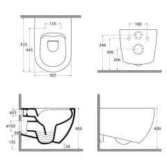 INFINITY závěsná WC mísa, Rimless, 36,5x53cm, terracotta (10NF02005-2U)(2)